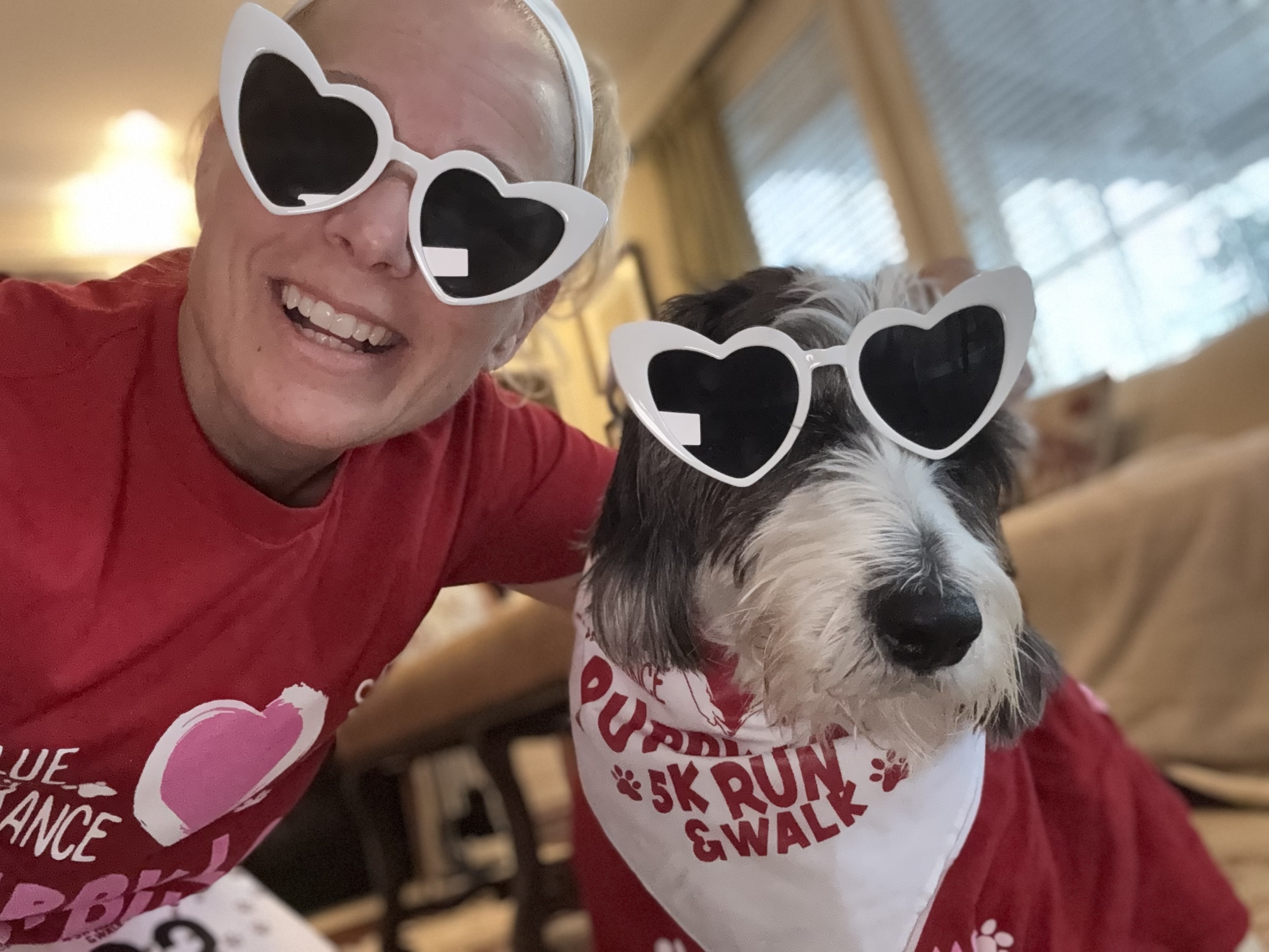 Cyndee Cave and her dog Charlie at the Puppy Love 5K race.